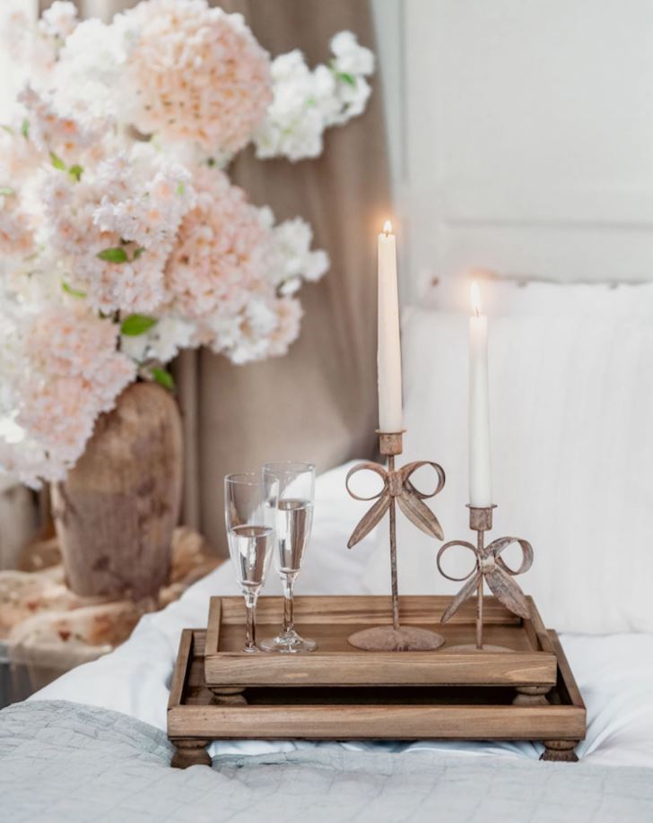Ljusstake Floral Beige 22 cm