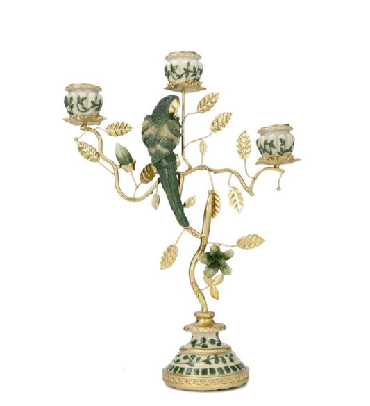 Ljusstake Fågelblad 32 cm Grön