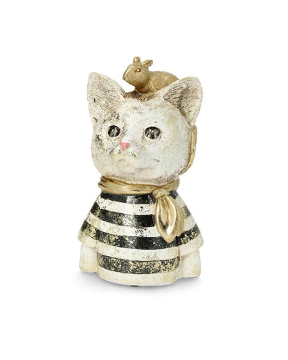 Dekorativ Byst Katt Med Mus 18 cm