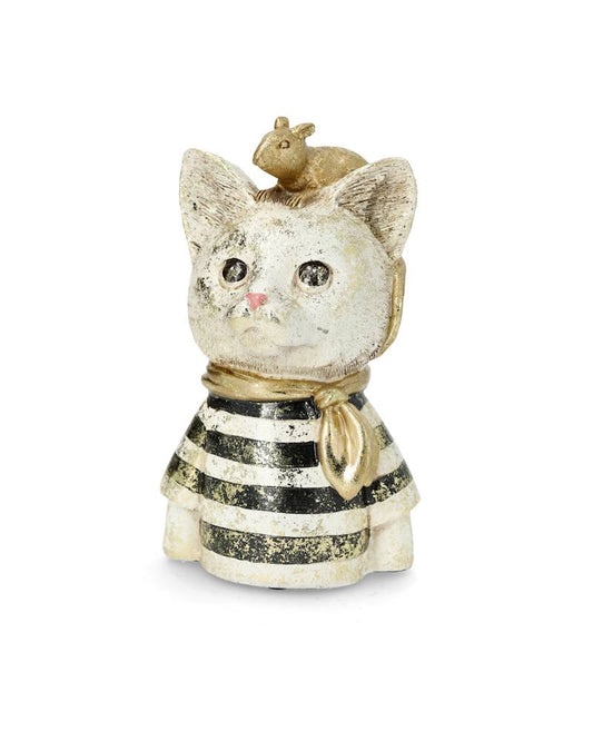 Dekorativ Byst Katt Med Mus 18 cm