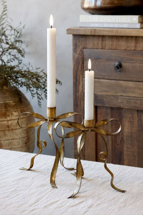 Ljusstake 2-pack Rosett Stående 18 cm Mässing