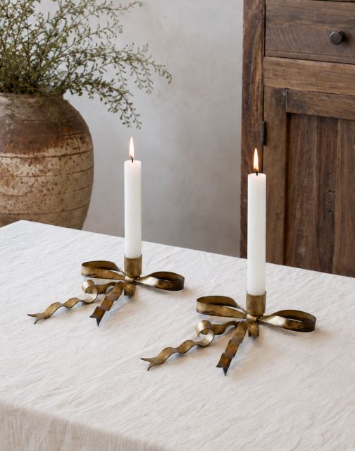 Ljusstake 2-pack Rosett Liggande 20 cm Mässing