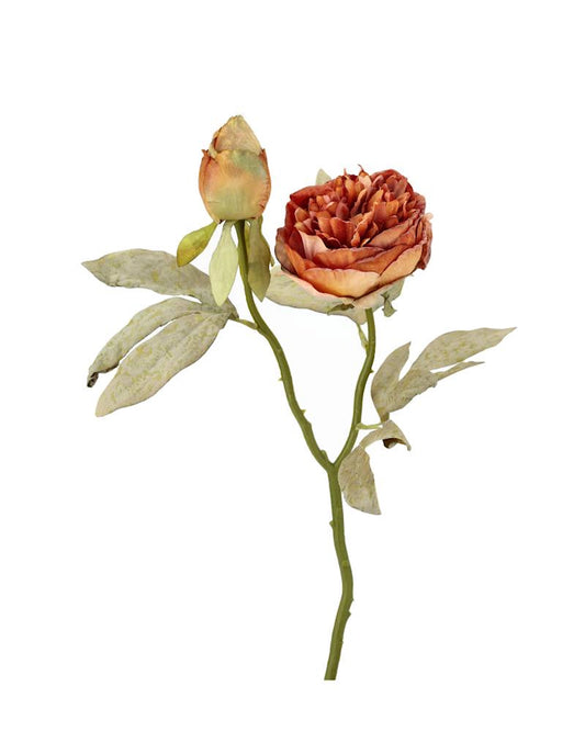 Konstgjord växt Pion Dubbel Rost orangeröd 3-pack 50 cm