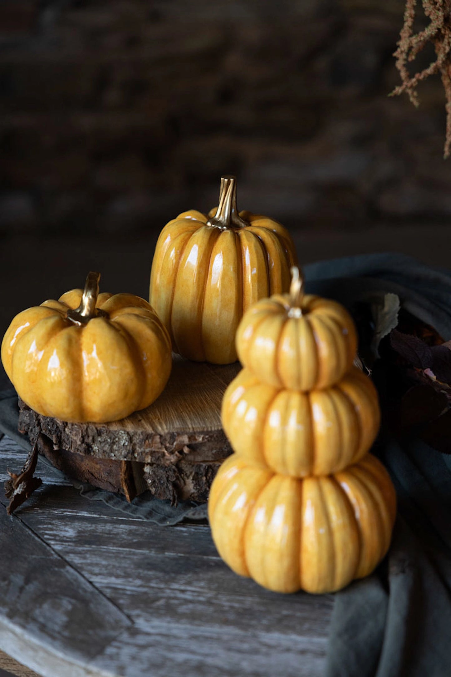 Dekoration Pumpa Trippel Stapelbara Shine Gul