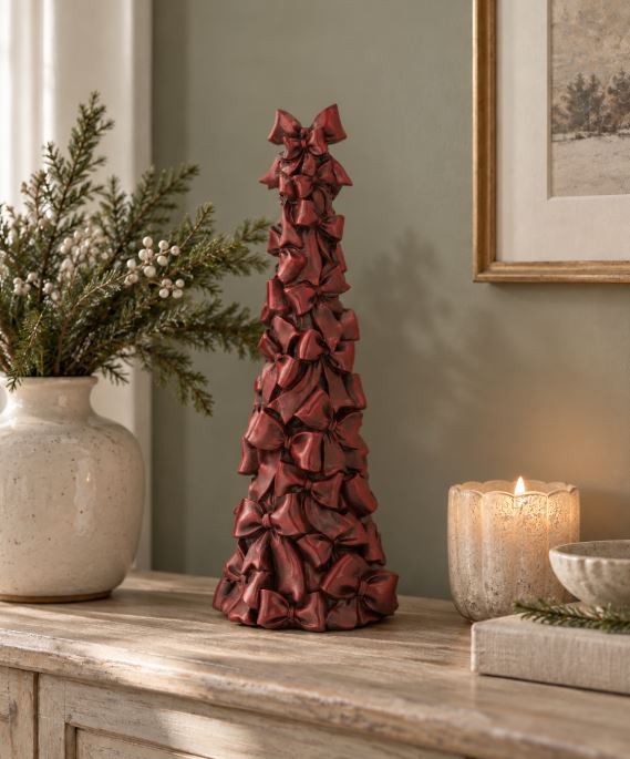 Juldekoration Inomhus Gran med rosetter Röd 38 cm