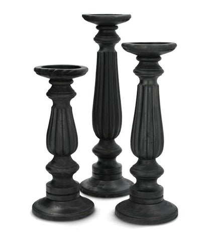 Ljusstake Trä 3-pack 30/35/40 cm Svart