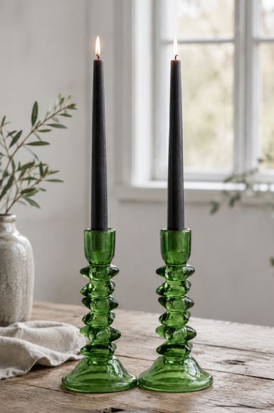 Ljusstake Evy 2-pack 17 cm Grön