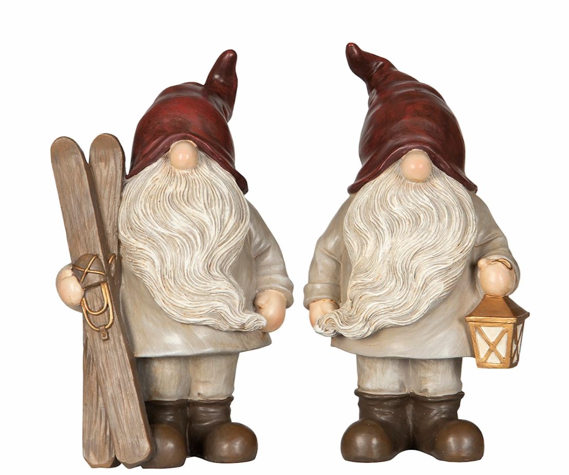 Juldekoration Inomhus Tomte 2-pack Skidor/Lykta Mix 10x8x18cm