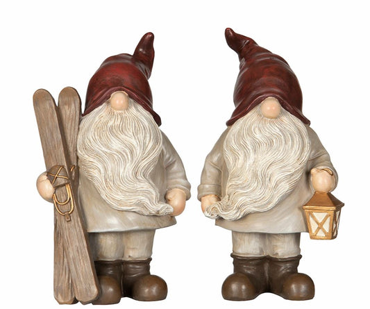 Juldekoration Inomhus Tomte 2-pack Skidor/Lykta Mix 10x8x18cm