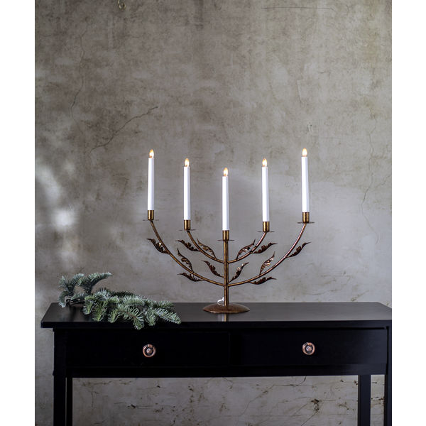 Adventsljusstake Eklöv 53,5x14x48 cm Mässing