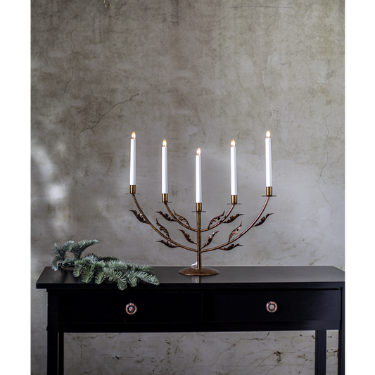 Adventsljusstake Eklöv 53,5x14x48 cm Mässing