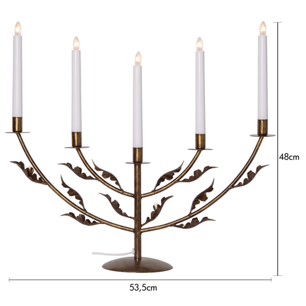 Adventsljusstake Eklöv 53,5x14x48 cm Mässing