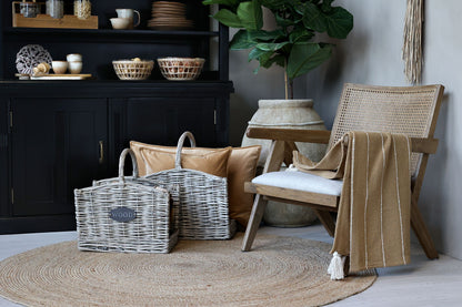 Dekorativ Korg set med handtag Wood