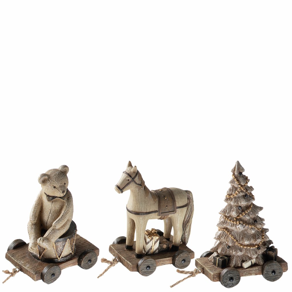 Juldekoration Inomhus Figurer på hjul 3-pack creme
