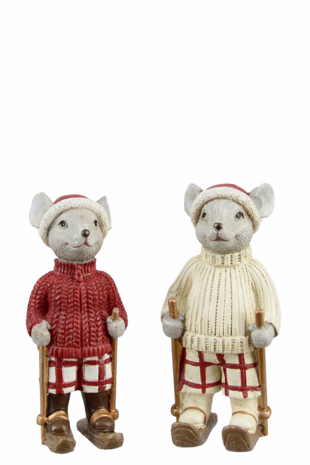 Juldekoration Inomhus Möss på skidor 2-pack 10,3 cm