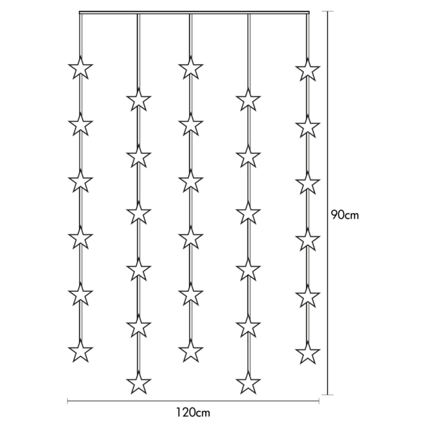 Belysning Jul Ljusgardin Star 90x120 cm