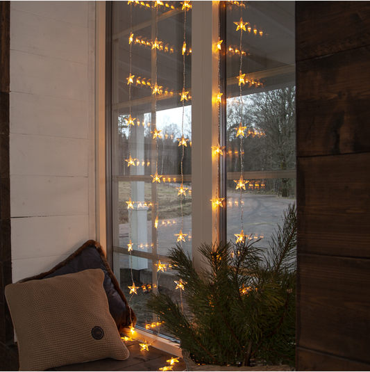 Belysning Jul Ljusgardin Star 90x200 cm