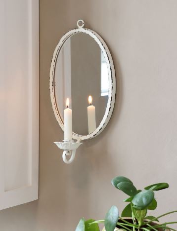 Ljusstake Vägg Ljuslampett Spegel 38 cm Antik