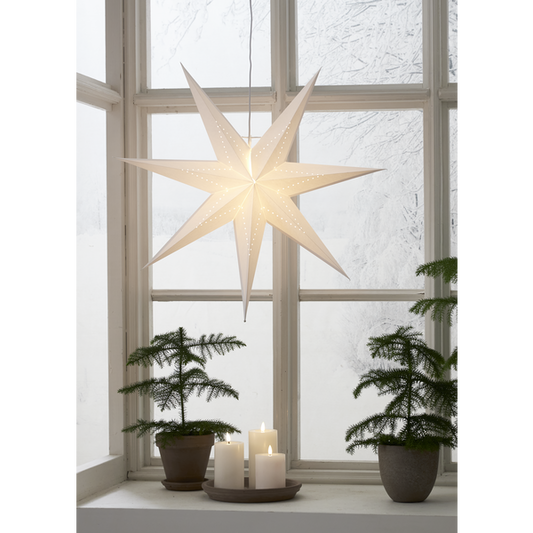 Adventsstjärna Pappersstjärna Lysa vit 70 cm