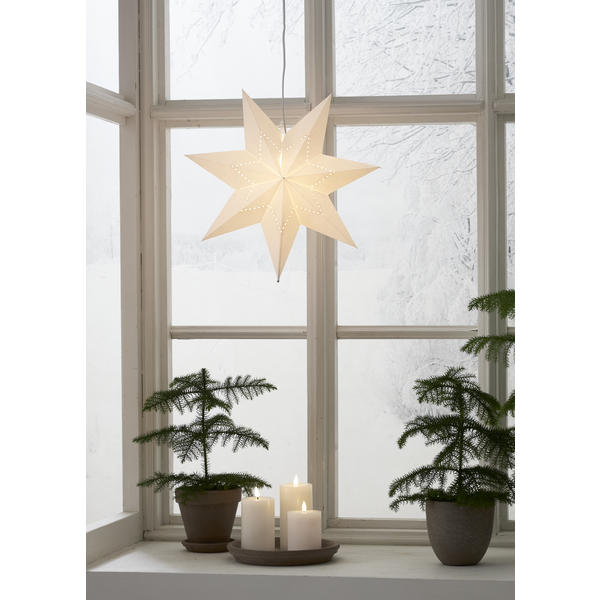 Adventsstjärna Pappersstjärna Lysa vit 43 cm