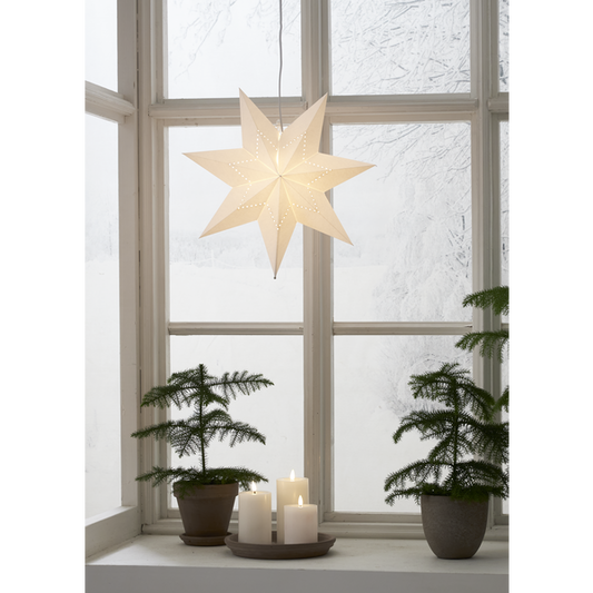 Adventsstjärna Pappersstjärna Lysa vit 43 cm