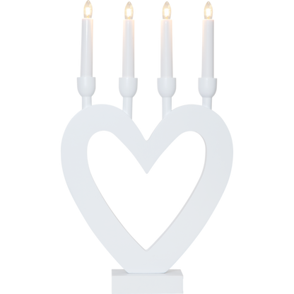 Adventsljusstake Hjärta 45 cm vit