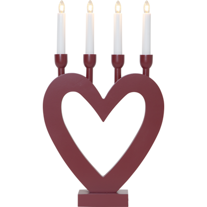 Adventsljusstake Hjärta 45 cm Röd