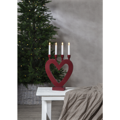 Adventsljusstake Hjärta 45 cm Röd