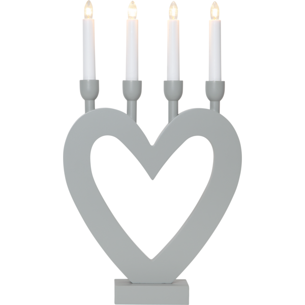 Adventsljusstake Hjärta 45 cm grå