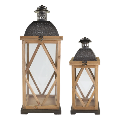 Ljuslykta med dekoration set om 2 Freja H67 cm /H47,5 cm