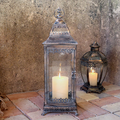 Ljuslykta med dekor H62/L20/B20 cm antik guld