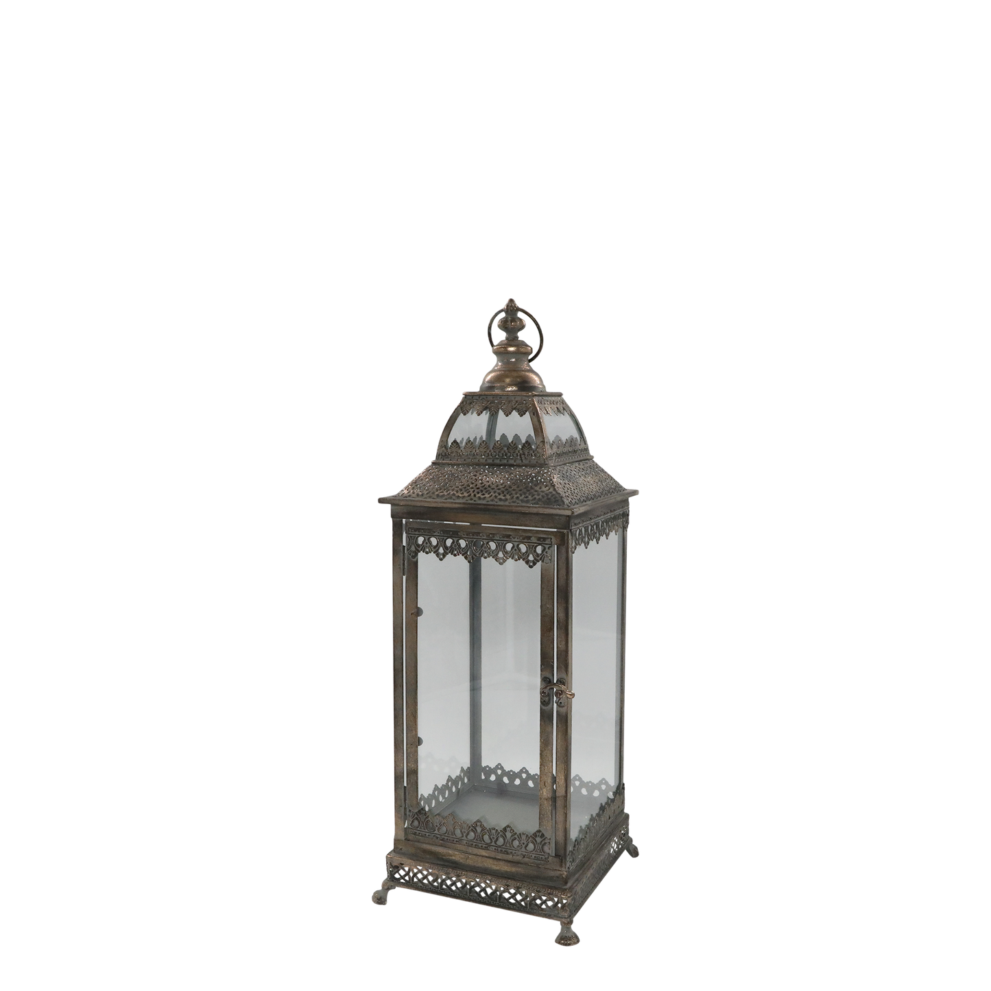 Ljuslykta med dekor H62/L20/B20 cm antik guld