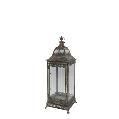 Ljuslykta med dekor H62/L20/B20 cm antik guld