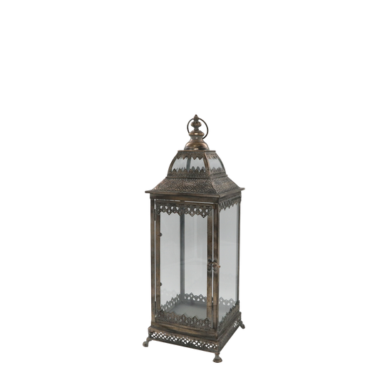 Ljuslykta med dekor H62/L20/B20 cm antik guld