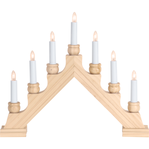 Adventsljusstake 7-armad träljusstake natur