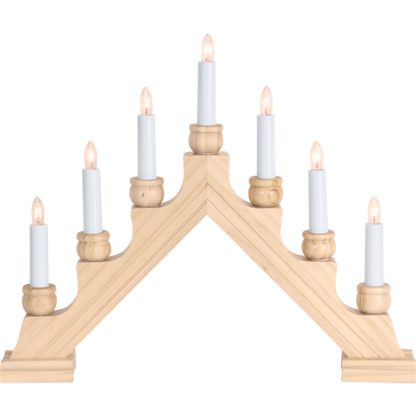 Adventsljusstake 7-armad träljusstake natur