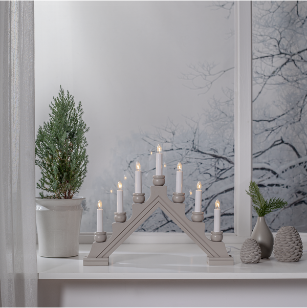 Adventsljusstake 7-armad träljusstake Beige