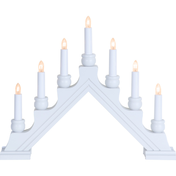 Adventsljusstake 7-armad träljusstake vit