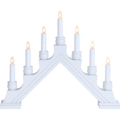 Adventsljusstake 7-armad träljusstake vit