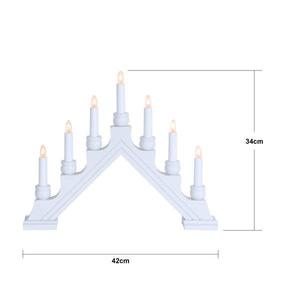 Adventsljusstake 7-armad träljusstake vit