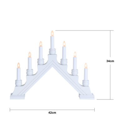 Adventsljusstake 7-armad träljusstake vit