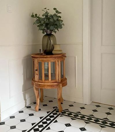 Vitrinskåp Trä Vitrinbord naturlig 50x50x76 cm massiv mahogny
