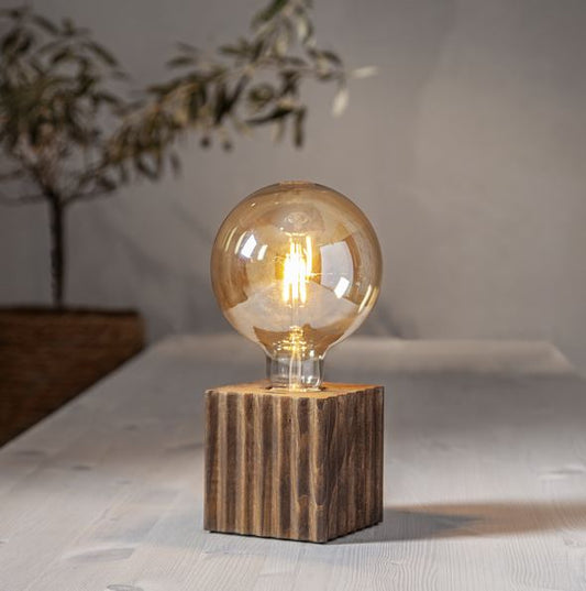 Bordslampa Lampfot Box Ribbat strukturmönster Brun