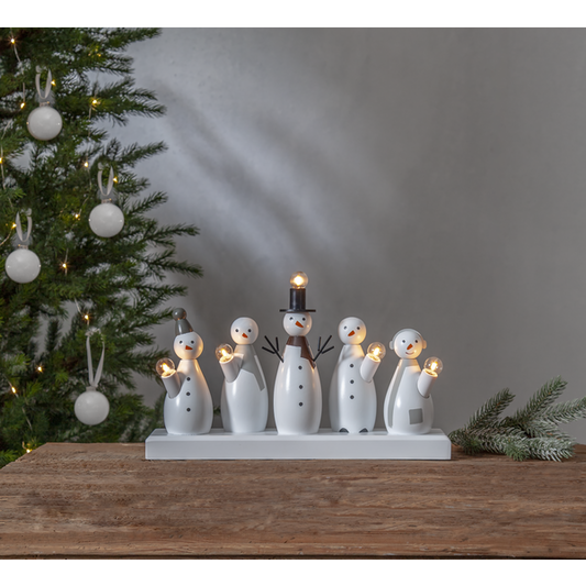 Adventsljusstake Snögubbar 33x9x21 cm