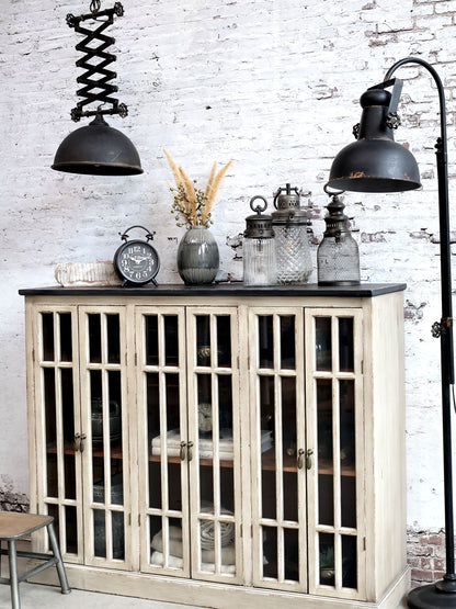 Chic Antique Vitrinskåp m. 6 luckor och svart topp