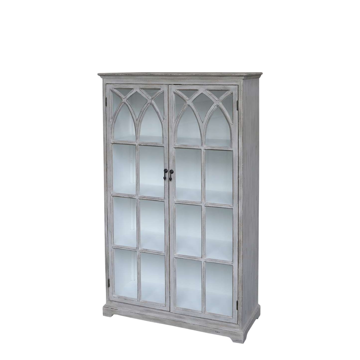 Chic Antique Vitrinskåp m. bågformade glasdörrar