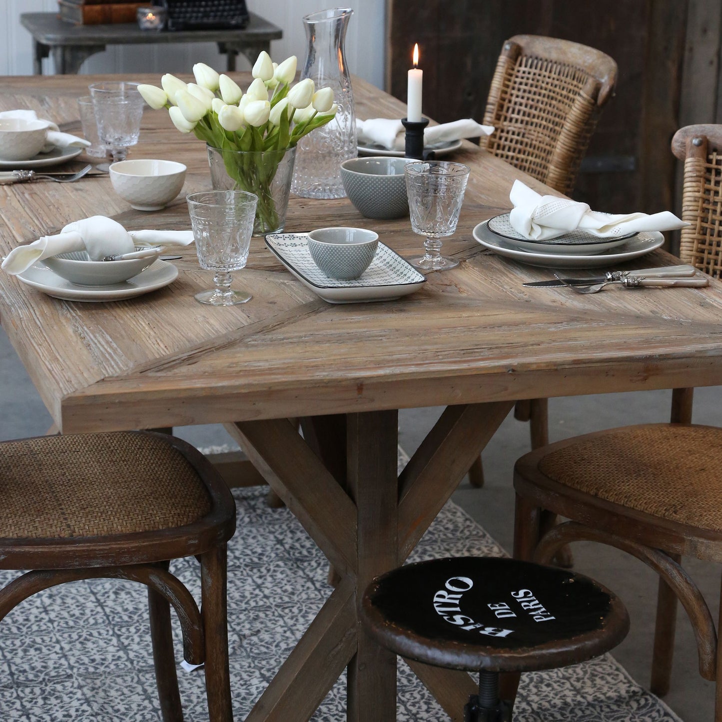 Chic Antique Bord Matbord 200 cm handgjord Återvunnet trä