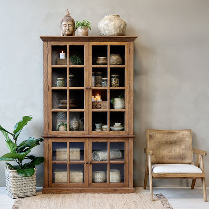 Chic Antique Vitrinskåp Marseille med 4 dörrar och hyllor H196/L120/B40 cm Natur