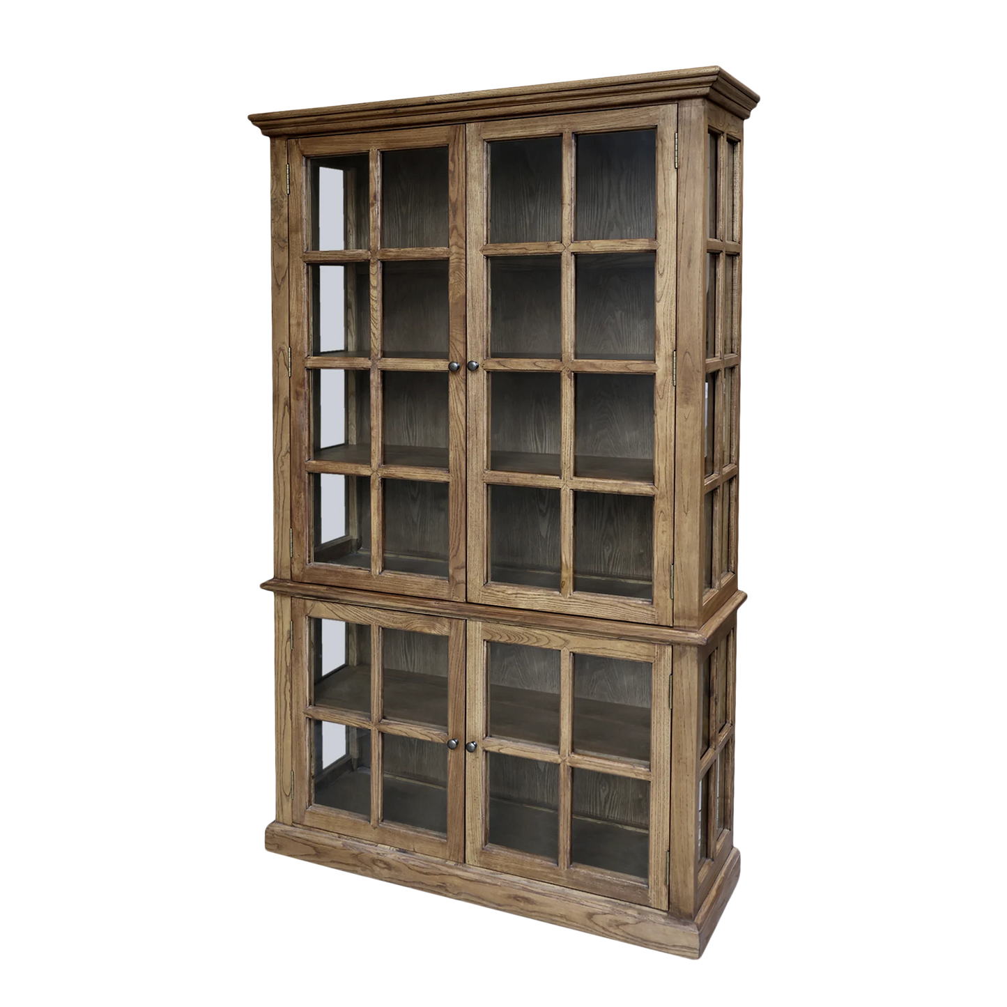 Chic Antique Vitrinskåp Marseille med 4 dörrar och hyllor H196/L120/B40 cm Natur