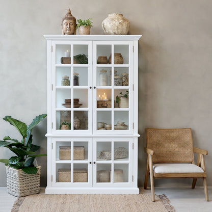 Chic Antique Vitrinskåp Marseille med 4 dörrar och hyllor H196/L120/B40 cm Vit